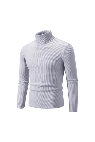 Sonbahar Kış Balıkçı Yaka Kazak Erkekler Sıcak Örme Düz Renk Kazaklar Erkek Slim Fit Rahat Balıkçı Yaka Triko Erkek Kazak Açık Gri