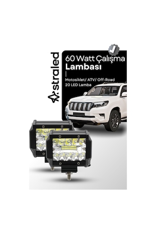 2 Adet 60watt Çalışma Lambası Kamyon Sis Farı Motosiklet Off-road Led Lamba