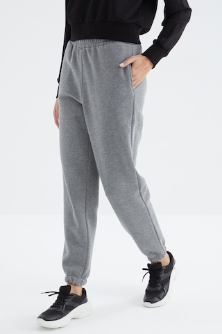 Tommy Life Gri Melanj Yüksek Bel Şardonlu 3 İplik Pamuklu Basic Kadın Eşofman Alt - 94624 GRİ MELANJ