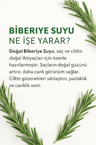 Vesile Biberiye Suyu Dökülme Karşıtı Ve Hızlı Saç Uzatma Etkili Saf Saç Toniği 250 Ml