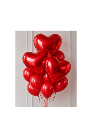 Romantik Kırmızı Kalp Folyo Balon Seti - Sevgililer Günü Ve Evlilik Teklifi Süsleme Konsepti- 3 Adet Kalp Folyo 7 Adet Kırmızı Balon