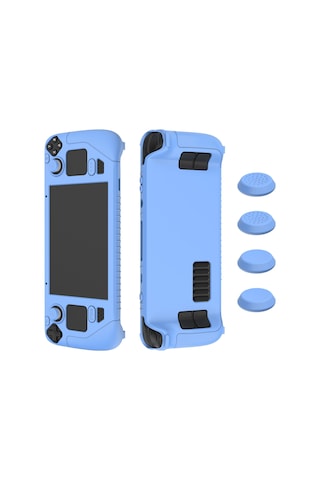 Steam Deck Oyun Denetleyicisi İçin 4 Adet Anahtar Kapaklı Yumuşak Silikon Koruyucu Kapak Kılıfı Parlak Mavi