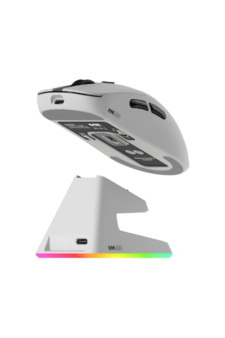 Hawk Gaming Hm420 4k Hz 26000 Dpı Tri-mode Kablosuz/bluetooth Şarj Standlı Beyaz Gaming Mouse Gaming