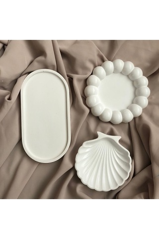 Dekoratif Tabak 3 Lü Oval & Baloncuk Set