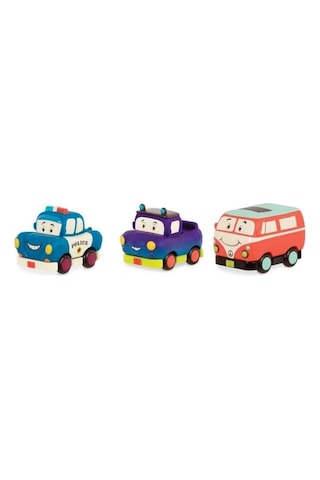 B.toys 3'lü Mini Çek-bırak Araba Seti - Polis/retro Van/jeep