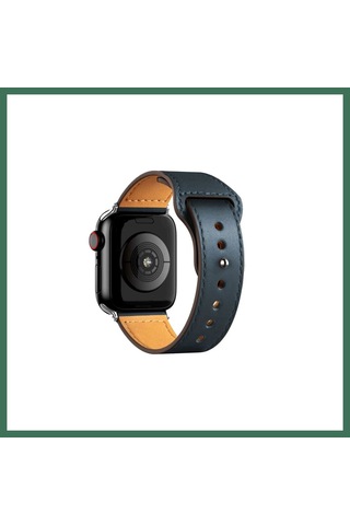 En-cag Watch 38mm Uyumlu Kr415 Luaz Deri Kordon - Lacivert Bss