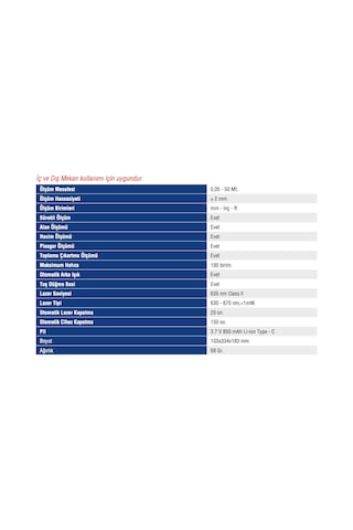 Mercure MC-950 Şarjlı Lazer Metre 50 M