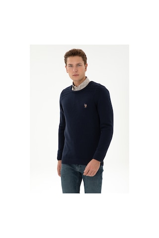 U.S. Polo Assn. Erkek Slim Fit Bisiklet Yaka Lacivert Kazak 50314975-VR033