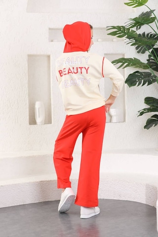 Mnk Baby & Kids Beauty Slaş Kız Çocuk İkiiplik Kapşonlu Eşofman Mnk0395 Nar Çiceği