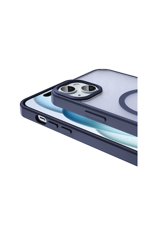 Rba Aksesuar Apple Uyumlu iPhone 15 Plus Kılıf M-safe Şarj Özellikli Mat Arka Yüzey Rba Sio Kapak - Lacivert Lacivert