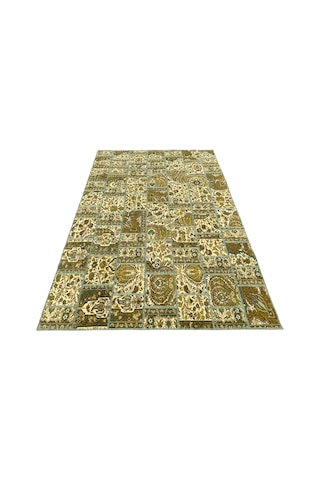El Dokuma Bünyan Halısı Patchwork 185x260 Yeşil %100 Yün Halı Yeşil