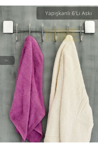 Jet's Home Yapışkanlı 6'lı Askılık Paslanmaz Metal Havluluk Krom Krom