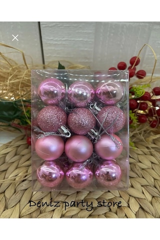 Deniz Party Store 24 Adet Yılbaşı Ağaç Süsü Cici Top 3 Cm