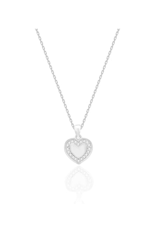 Gümüş Kolye Zirkon Taşlı Kalp Motifli Gümüş İkili Set St143 Gümüş