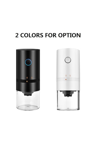 Gajeena Usb Şarjlı Mini Kahve Değirmeni - Hızlı Öğütme, Kalınlık Ayarlı, Taşınabilir, 1250mah Pil, Siyah Siyah