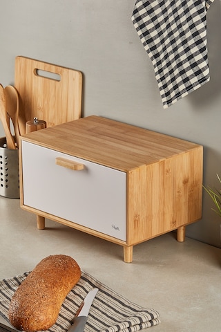 Eligio Bambu Ekmek Dolabı Beyaz