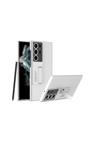 Samsung Galaxy S23 Ultra Standlı Sert Plastik Mat Kılıf - AL3566