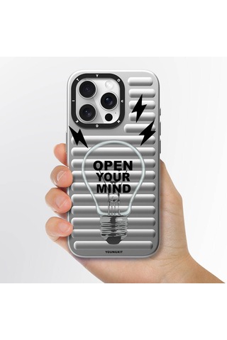 Apple Uyumlu iPhone 14 Pro Kılıf Max Magsafe Şarj Özellikli Youngkit Open Mind Serisi Kapak Gümüş