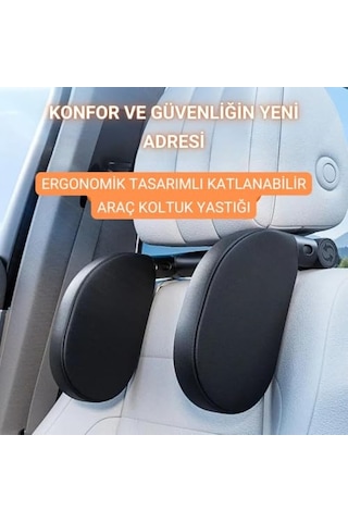 Katlanabilir Ayarlanabilir Suni Deri Araç Yastığı Oto Seyahat Yastığı Araç Boyunluk Oto Yastık Açık Ceviz
