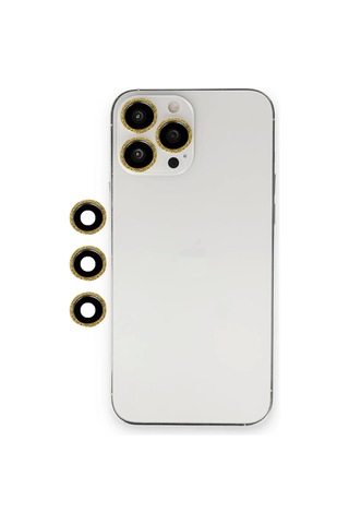 Apple Uyumlu iPhone 12 Pro Shine Kamera Lens - Gold Diğer