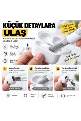 7'si 1 Arada Elektronik Temizleme Seti Bilgisayar, Laptop, Klavye, Telefon, Kulaklık Airpod Vb. İçin