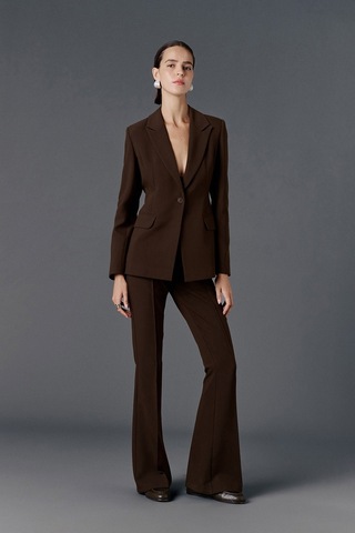 Vatkalı Fitted Kesim Blazer Ceket-20469 Kahverengi