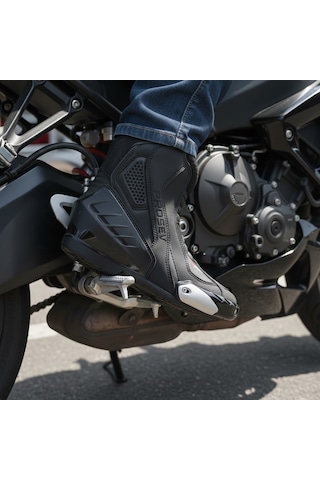 Motoanl Motosiklet Racing Bot Deri Kısa İtalyan Model Sert Koruma Touring Motor Botu Black