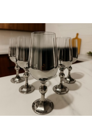 Gold Gümüş Eskitme 6 Lı Lüx Konyak Kadehi 17x8 Gümüş