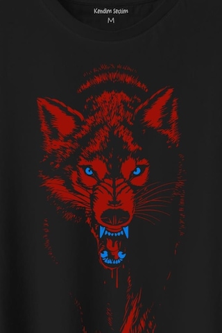 Bozkurt Kurt Kafası Wolf Bordo Mavi Trabzon Baskılı Tişört Unisex T-shirt 001