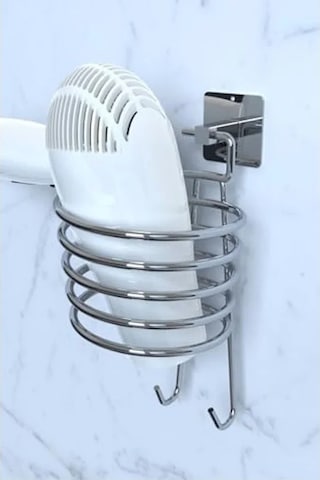 Yapışkanlı Gümüş Fön Makinesi Askısı, Saç Kurutma Makinesi Tutacağı 50cm