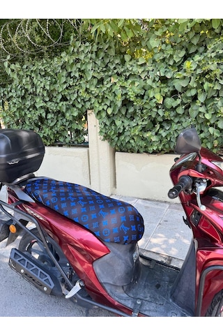 Luıs Siyah Mavi Desenli Penye Motosiklet Kılıfı - 50cc Ve 125cc Motor Uyumlu