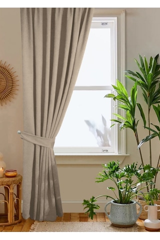 Home Color Home Bej Petek Kadife Dokulu Fon Perde Düz Dikişli Ekstrafor Büzgü 1.sınıf Kalite Diğer