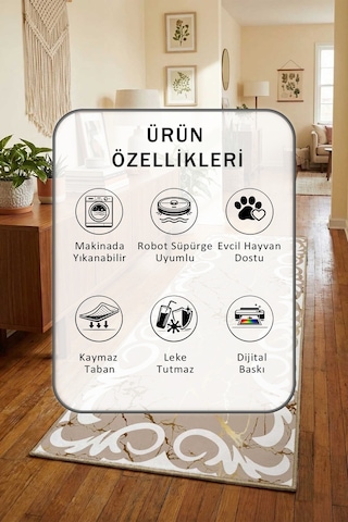 Yıkanabilir Yolluk 21 Beyaz