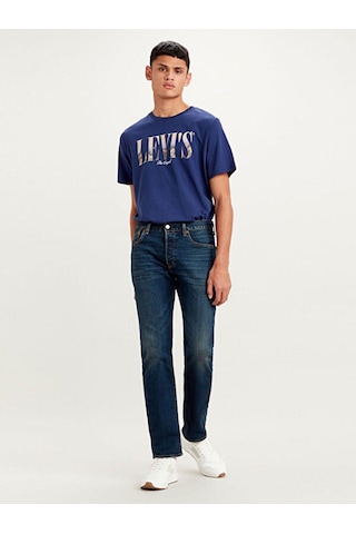 501 Levi's Original Erkek Jean Pantolon - Block Crusher-2637 Dark İndigo - Worn İn