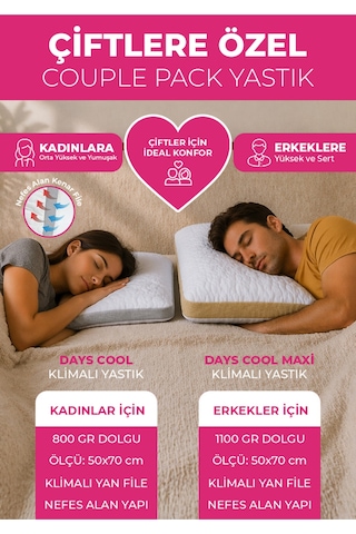 Couple Pack Klimalı Yastık 2 Adet - Çift Yastığı - Klimalı Yastık - Daycool Serisi Diğer