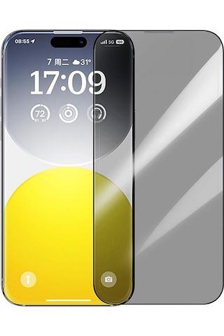Baseus Crystalline Apple iPhone 15 Pro Max Uyumlu Privacy Cam Ekran Koruyucu