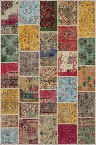Çok Renkli Patchwork Kaymaz Tabanlı Dekoratif Halı Ar129n11