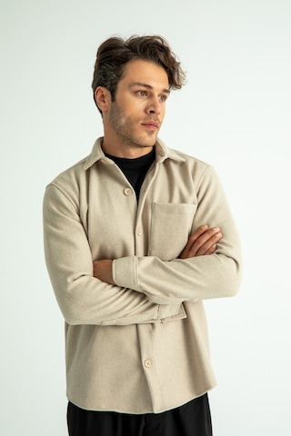 Redline Erkek Regular Fit Kışlık Kaşe Gömlek Bej