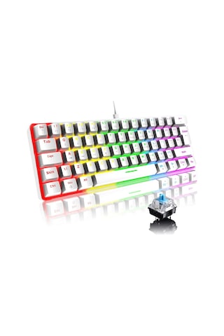 Tk-04 Mekanik Klavye Rgb Işıklı Kablolu Q Klavye 12 Işık Modu Blue Switch Oyuncu Klavyesi