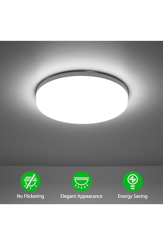 Vkemall 18w Led Tavan Lambası, Ac85-265v, 6500-7000k Beyaz Işık, Pp&pc Malzeme, Ip20 Koruma, 1620lm Parlaklık Beyaz