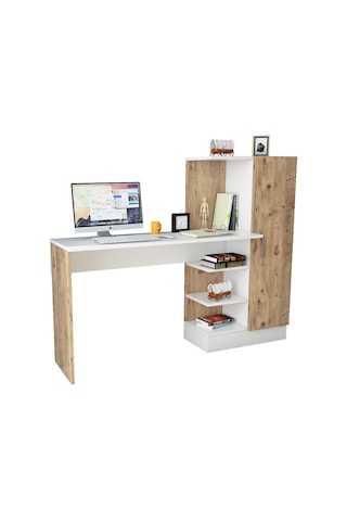 Robinhome Robin Home Arthur Kitaplıklı Çalışma Masası Çam Beyaz (468193255) Kahverengi