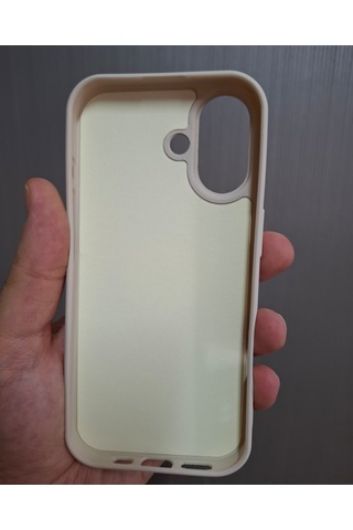 Apple Uyumlu iPhone 17 Logolu İçi Kadife Silikon Lansman Kılıf Bej