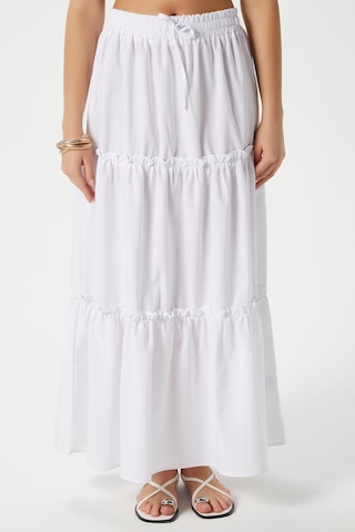 Kadın Elanora Beyaz Astarlı Katlı Poplin Etek Beyaz