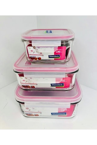 Glasslock Kare 3Lü Saklama Kabı