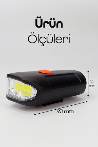 Bisiklet Tekli Ön Fener Işık Pilli 300 Lümen Bisiklet Ön Farı Led Işık Siyah 4446