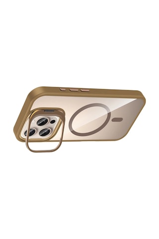 Joko - 610 - Apple iPhone Uyumlu 16 Pro Max Remim Lensli Magsafe Standlı Kapak - Ece-umay - - Kahverengi