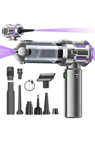 Yeni 16000pa Güçlü Portatif Vakumlu Kablosuz Üflemeli Mini Araç Süpürgesi Gri