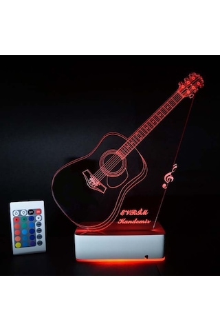 Özel Tasarım Akustik Gitar 3D Led Lamba