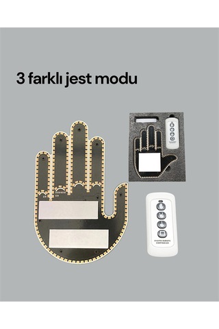 Kablosuz Kumandalı Led Jest Işığı 3 Modlu Araba Arkası Mesaj Işığı, 203 Led İle Yüksek Parlaklık Sarı