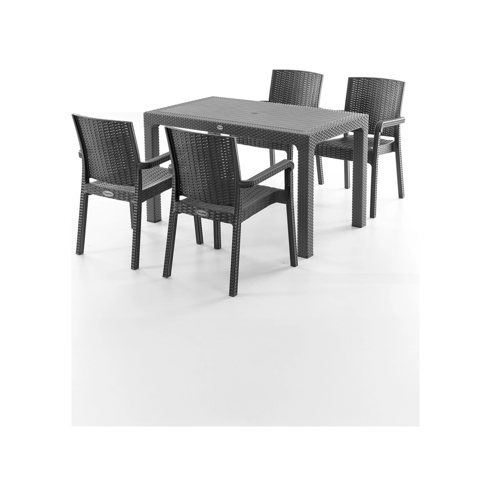 King 4 Kişilik Rattan Masa Sandalye Takımı Siyah Siyah
